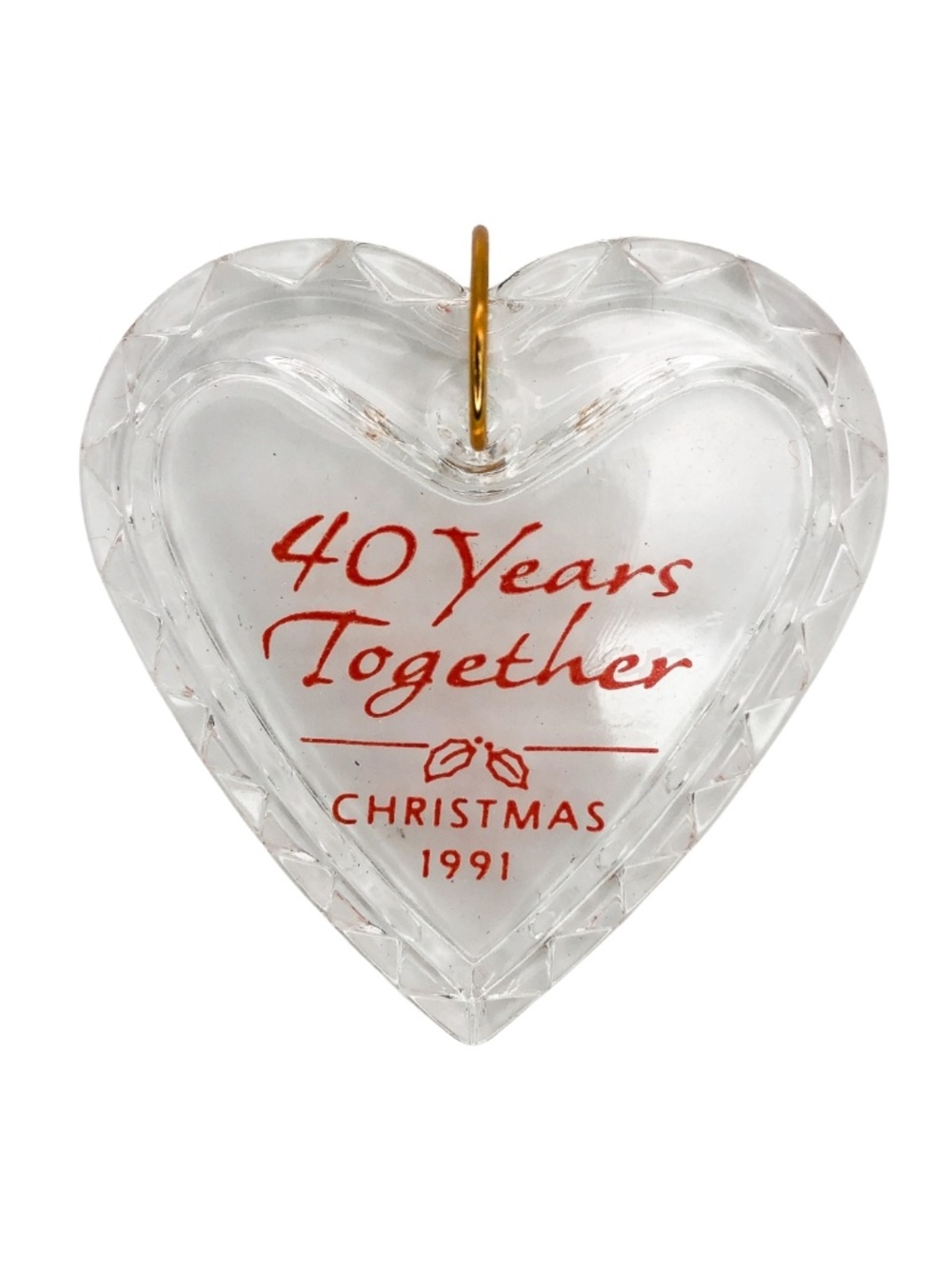 Vintage Hallmark Ornament Heart Shape Cut Glass for Love & Anniversary 1991 NEW